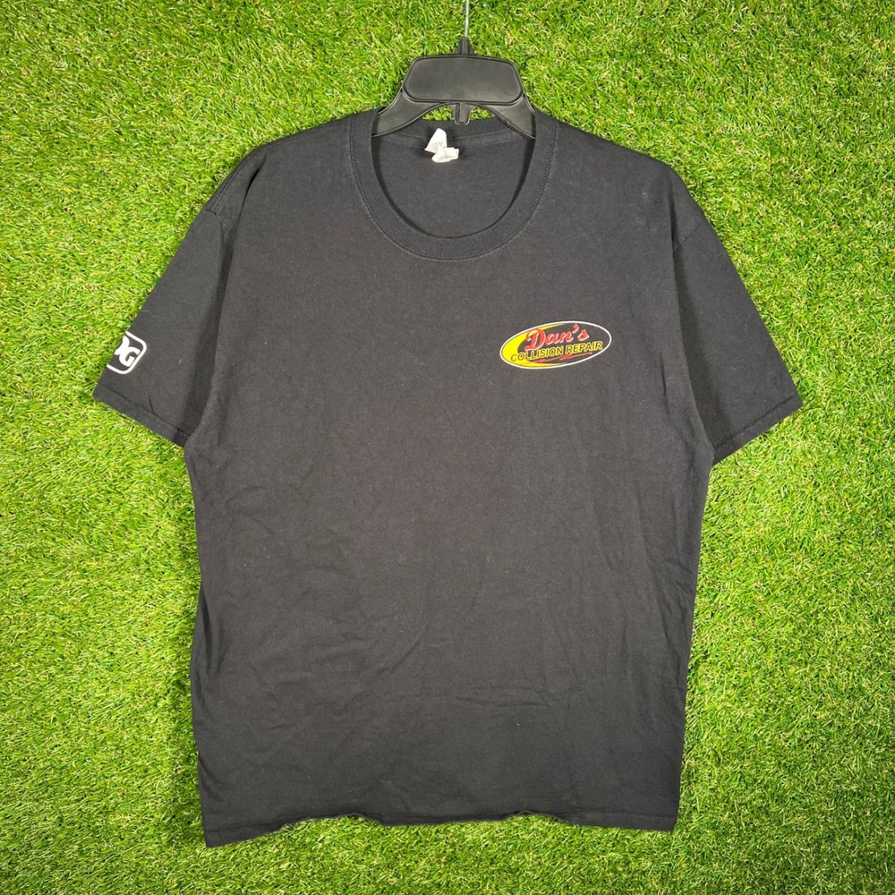 Port & Company Dans Collision Repair Hot Rod Graphic T-Shirt Black Mens Large L